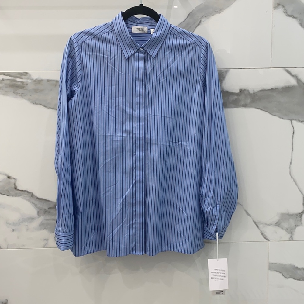 BRAND NEW WITH TAGS Per Se button Oxford blouse size 10, never before worn